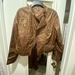 Jou Jou Women's Tan Leather Jacket